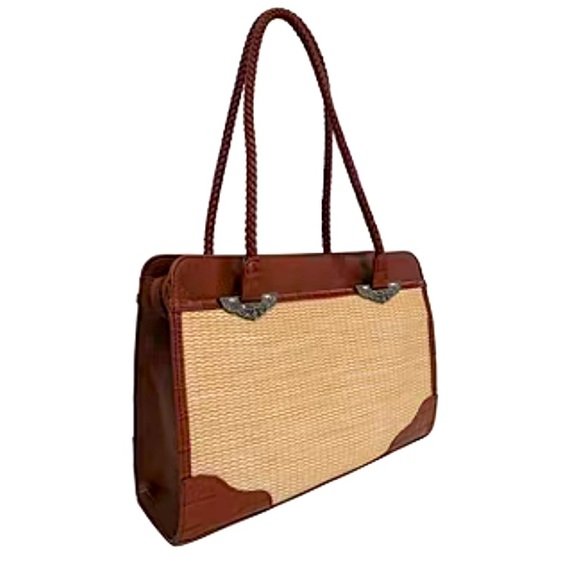 Bueno of California Brown with Keychain Top Handle Tote Bag New with Tag - Picture 3 of 6